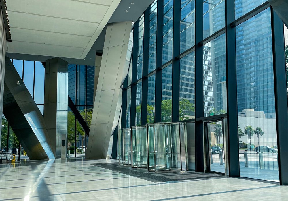 Bright and polished commercial building interior